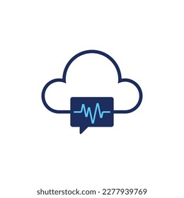 vector icon concept of clouds, comments or messages with frequency waves. Can be used for technology, health, social media, education. Can be for web, website, poster, apps