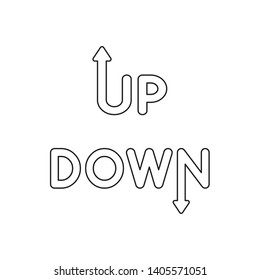 Vector icon concept of up and down words with arrow up and down.