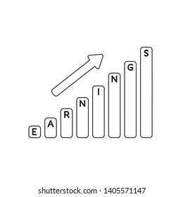 Vector icon concept of earnings sales bar moving up.