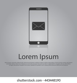 Vector icon concept of email or texting on mobile phone. Flat design style. EPS 10