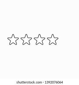Vector icon concept of giving four stars. Black outlines.