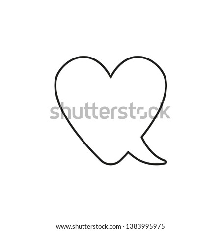 Vector icon concept of heart-shaped speech bubble. Black outlines.