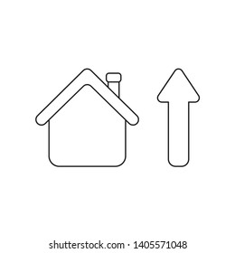 Vector icon concept of house with arrow up.