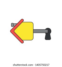 Vector icon concept of house with key inside keyhole. Black outlines and colored.