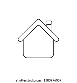 Vector icon concept of house with red roof. Black outlines.