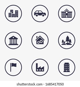 vector icon with the concept of housing, landscape and buildings