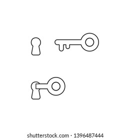 Vector Icon Concept Of Key Unlock. Black Outlines.