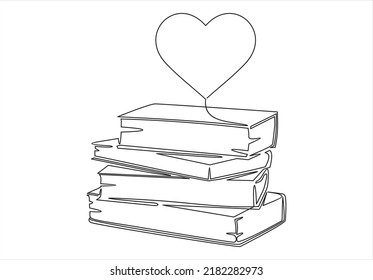 concepto de icono vector. Me gusta leer.  las páginas de libros como corazón. trazado de línea continua