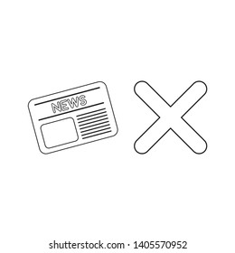 Vector icon concept of newspaper and x mark.