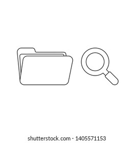 Vector icon concept of opened folder with magnifying glass.