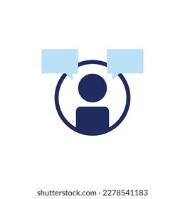 vector icon concept of questions and answers or support helpdesk assistance. Can be used for technology, services and platforms. Can be applied to web, website, poster, mobile apps, ads