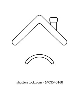 Vector icon concept of roof with sulking mouth. Black outlines.