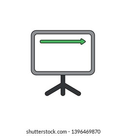 Vector icon concept of sales chart arrow moving up. Black outlines and colored.