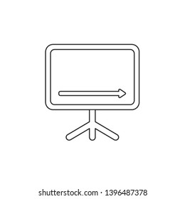 Vector icon concept of sales chart arrow down. Black outlines.