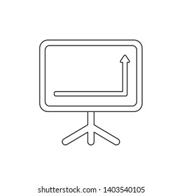 Vector icon concept of sales chart arrow down and up. Black outlines.