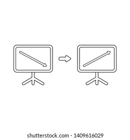 Vector icon concept of sales chart arrow down and up. Black outlines.