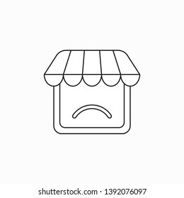 Vector icon concept of shop with sulking mouth. Black outlines.