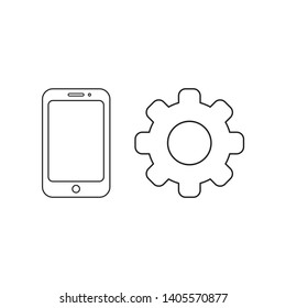 Vector icon concept of smartphone and gear.