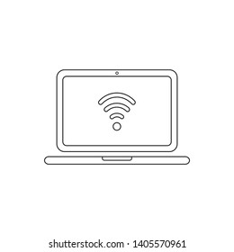 Vector icon concept of wifi symbol inside laptop computer.