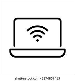 Vector icon concept of wireless wifi symbol inside laptop computer. vector illustration on white background