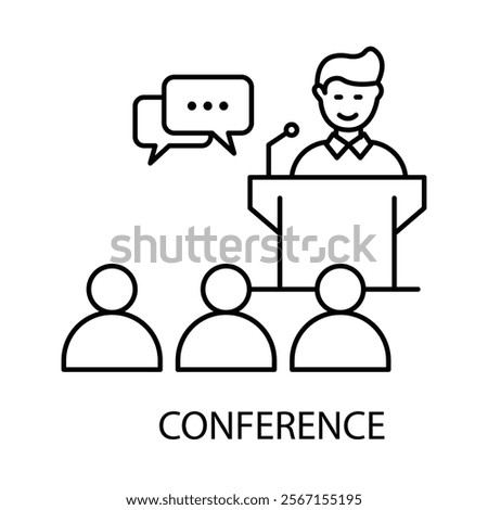 Vector icon for conference. A hand-drawn group illustration representing meetings, discussions, and business seminars.