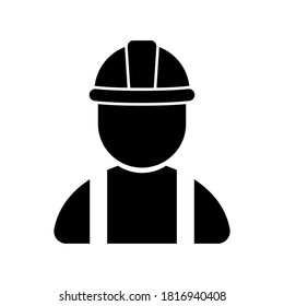 Vector icon of construction worker, engineering, isolated sign on white background.