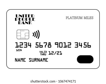 Vector icon of contactless platinum miles bank card front
