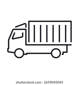 Icono de Vector de un camión contenedor que representa el transporte de carga en las industrias de logística y envío