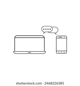 vector icon of conversation between phone and laptop or pc