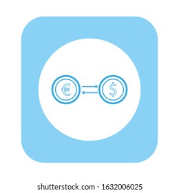 vector icon, from conversion of euro coins to dollar