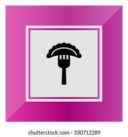 Vector icon of cooked ravioli on fork