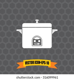 Vector Icon of Cooker on Dark Gray Background. Eps.10.