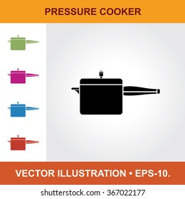 Vector Icon Of Cooker With Title & Small Multicolored Icons. Eps-10.