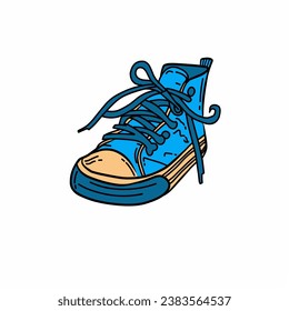 vector icon for cool blue shoes for children's game design, cute icon illustration