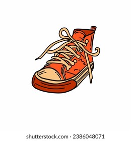 vector icon for cool orange shoes for children's game design, cute illustration, icon design