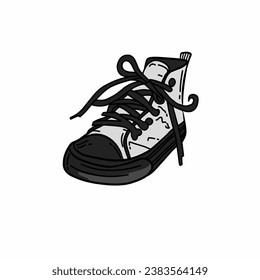 Vektorsymbol für coole weiße Schuhe für Kinderspieldesign, süße Ikongrafik