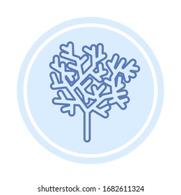 Vector icon of corals in dark blue color on the light blue background. Line graphics.