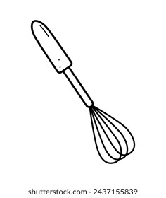 Vector icon of a corolla, doodle illustration of kitchen utensils, a whisk for whipping eggs or cream.