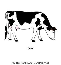 Vektorsymbol für Kuh im Umrissformat. Stellt Viehzucht, Milchproduktion und nachhaltige Tierhaltung in landwirtschaftlichen Praktiken dar.