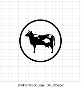 Vector icon of cow silhouette in circle