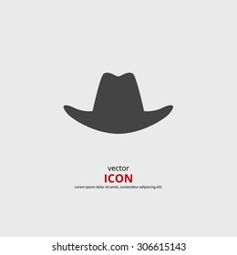 Vector icon cowboy hat. Black silhouette illustration