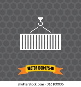 Vector Icon of Crane Hook on Dark Gray Background. Eps.10.