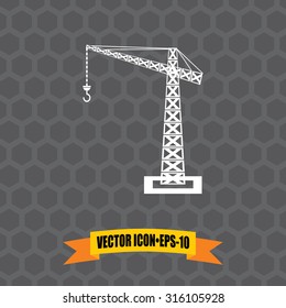 Vector Icon of Crane on Dark Gray Background. Eps.10.