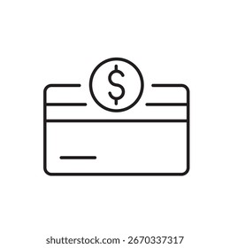 Ein Vektorsymbol einer Kredit- oder Debitkarte mit Chip und Streifen, im Linienstil mit bearbeitbarem Strich erstellt