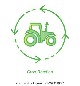 Ícone de vetor para Rotação de corte com design de seta circular. Destaca o enriquecimento do solo e as práticas agrícolas sustentáveis através de símbolos dinâmicos de rotação de culturas.