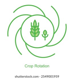 Icono de Vector para Recortar Rotation con diseño de flecha circular. Destaca el enriquecimiento del suelo y las prácticas agrícolas sostenibles a través de símbolos dinámicos de rotación de cultivos.