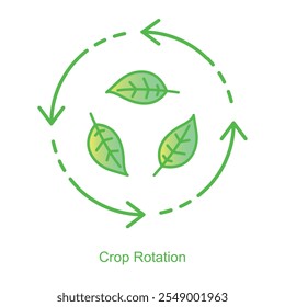 Vector icon for Crop Rotation with Circular Arrow Design. Highlights soil enrichment and sustainable farming practices through dynamic crop rotation symbols.