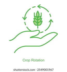 Icono de Vector para Recortar Rotation con diseño de flecha circular. Destaca el enriquecimiento del suelo y las prácticas agrícolas sostenibles a través de símbolos dinámicos de rotación de cultivos.