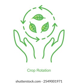 Icono de Vector para Recortar Rotation con diseño de flecha circular. Destaca el enriquecimiento del suelo y las prácticas agrícolas sostenibles a través de símbolos dinámicos de rotación de cultivos.