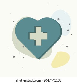 Vector icon of the cross in the heart on multicolored background. Layers grouped for easy editing illustration. For your design.